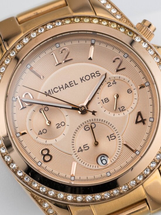 Michael Kors MK-5263 Crystal Chronograph Quartz Analog Women\'s Watch New Battery main image 9